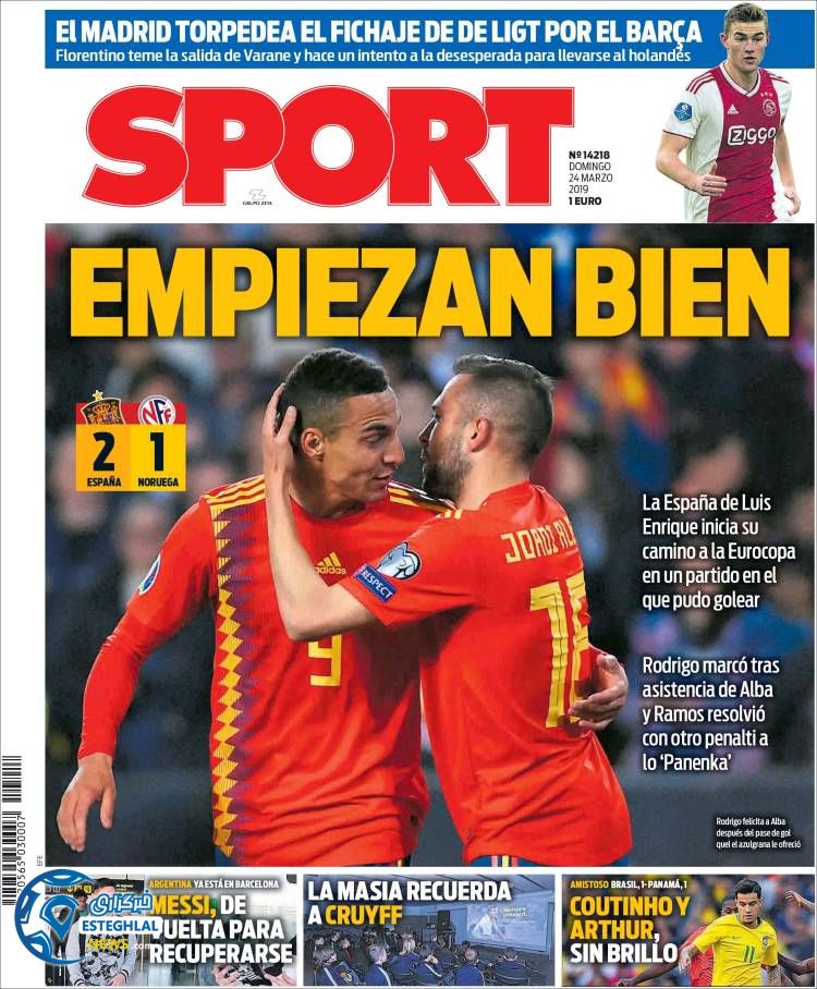 روزنامه ورزشی اسپورت یکشنبه 4 فروردین 1398