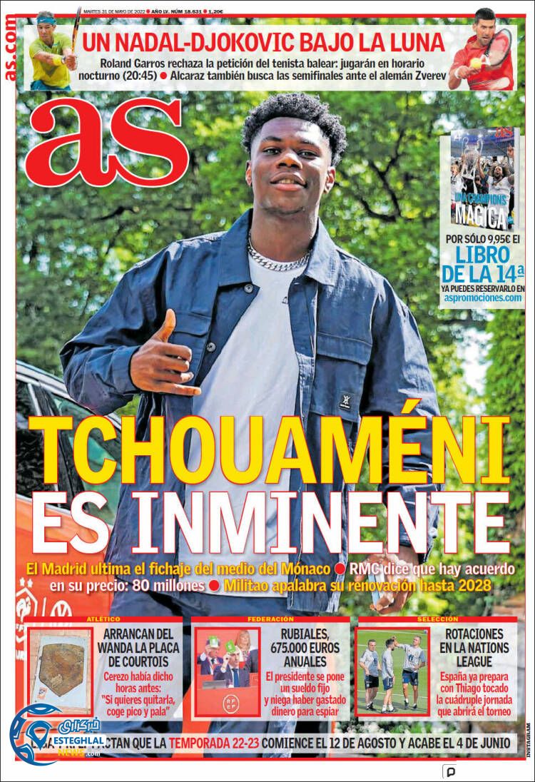 روزنامه ورزشی آ اس سه شنبه 10 خرداد 1401