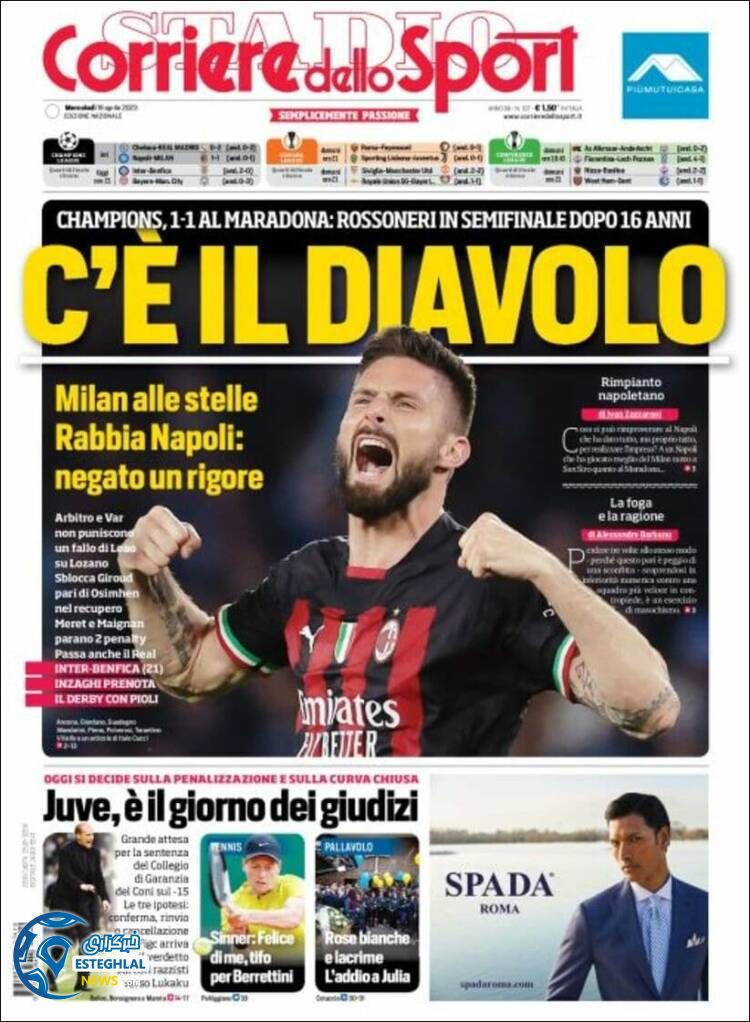 روزنامه ورزشی کوریره دلو اسپورت چهارشنبه 30 فروردین 1402 