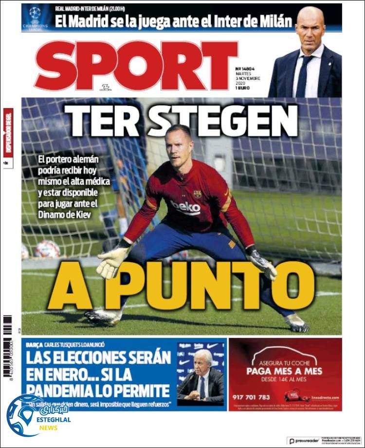 روزنامه ورزشی اسپورت سه شنبه 13 آبان 1399