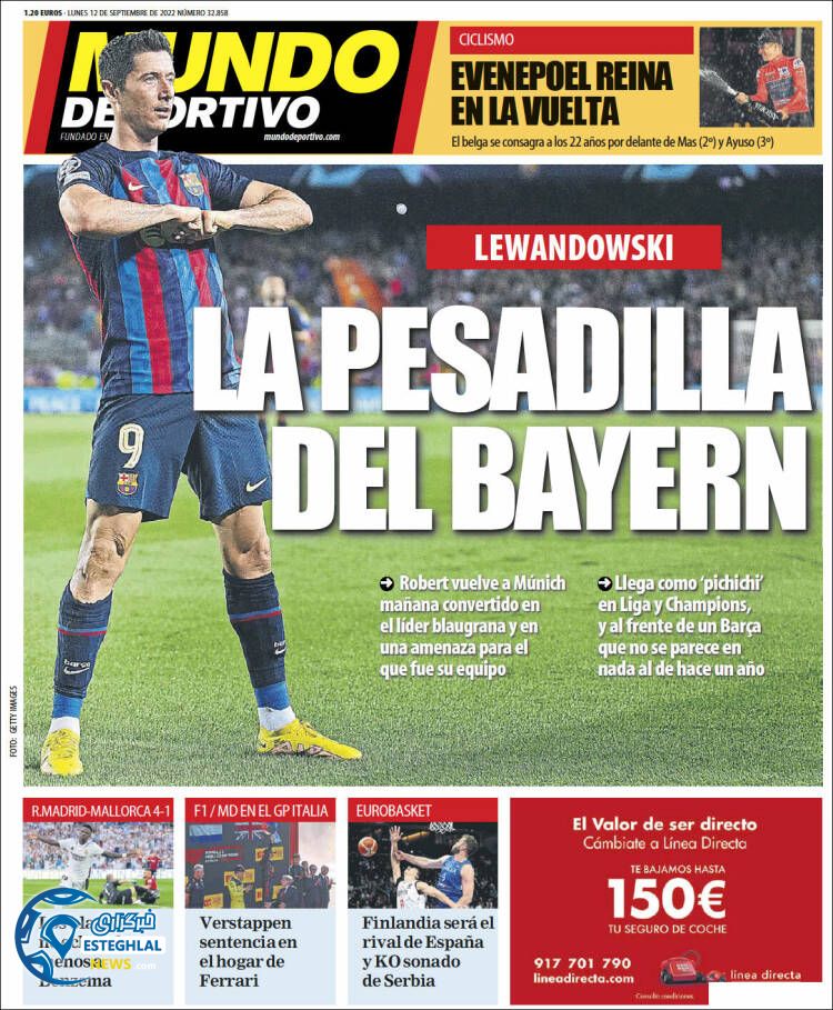 روزنامه  ورزشی موندو دپورتیوو دوشنبه 21 شهریور 1401