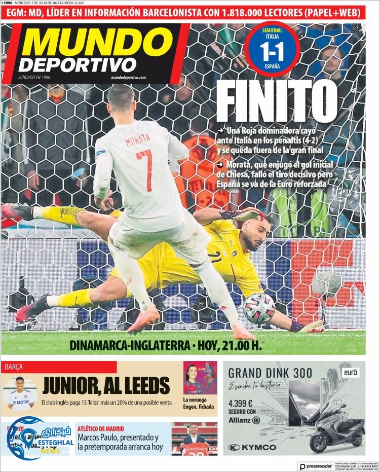 روزنامه ورزشی موندو دپورتیوو چهارشنبه 16 تیر 1400