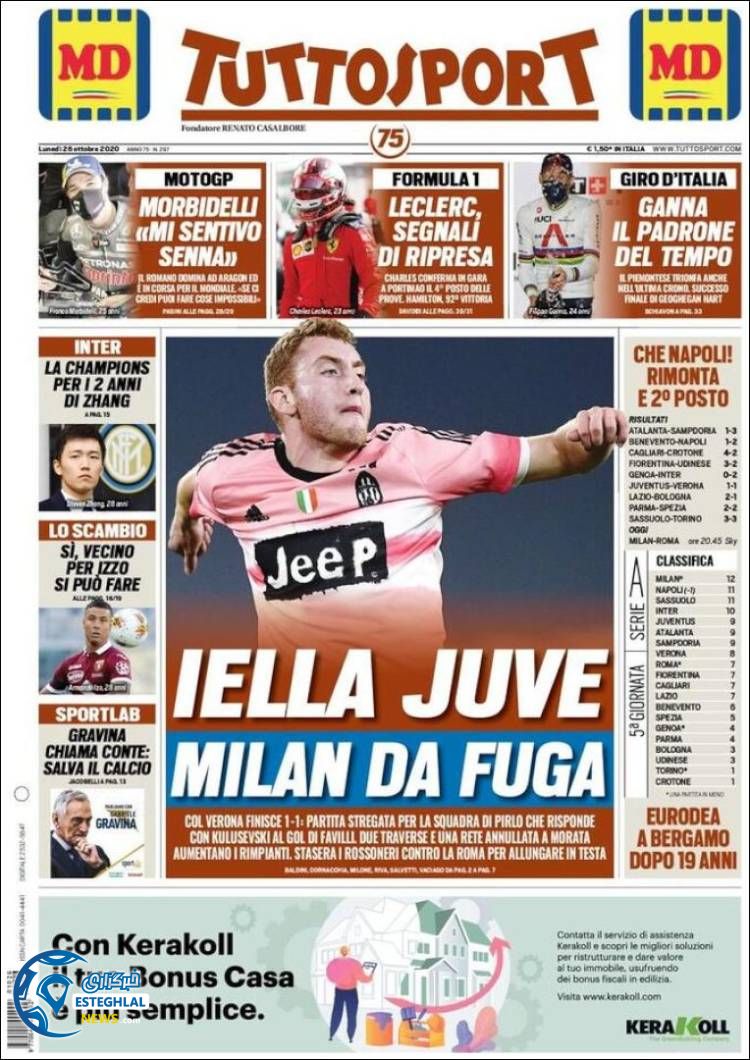 روزنامه ورزشی توتو اسپورت دوشنبه 5 آبان 1399