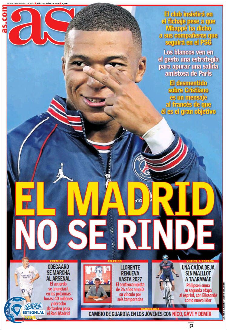 روزنامه ورزشی آ اس پنجشنبه 28 مرداد 1400