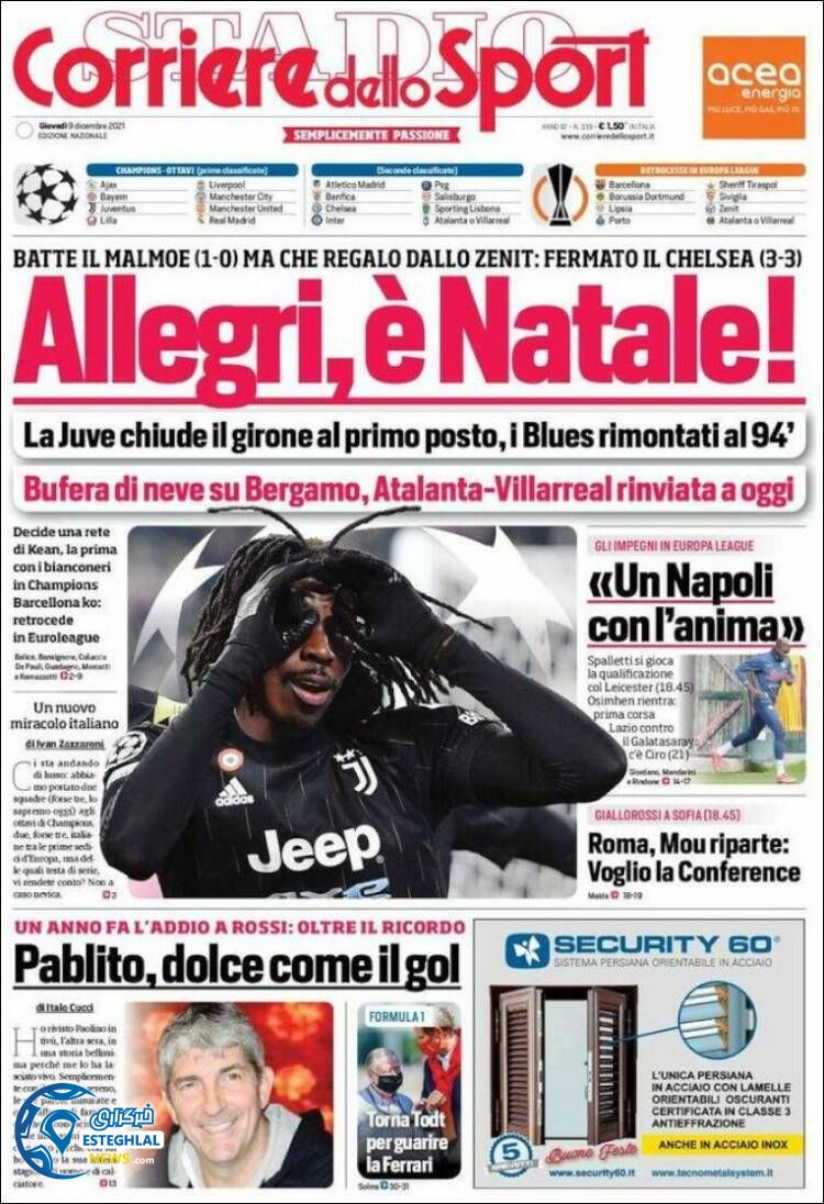 روزنامه ورزشی کوریره دلو اسپورت پنجشنبه 18 آذر 1400