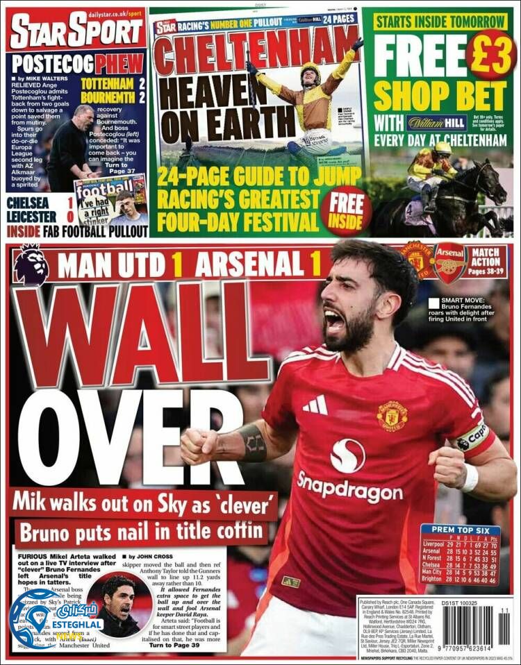 روزنامه  ورزشی استار اسپورت دوشنبه 20 اسفند 1403 