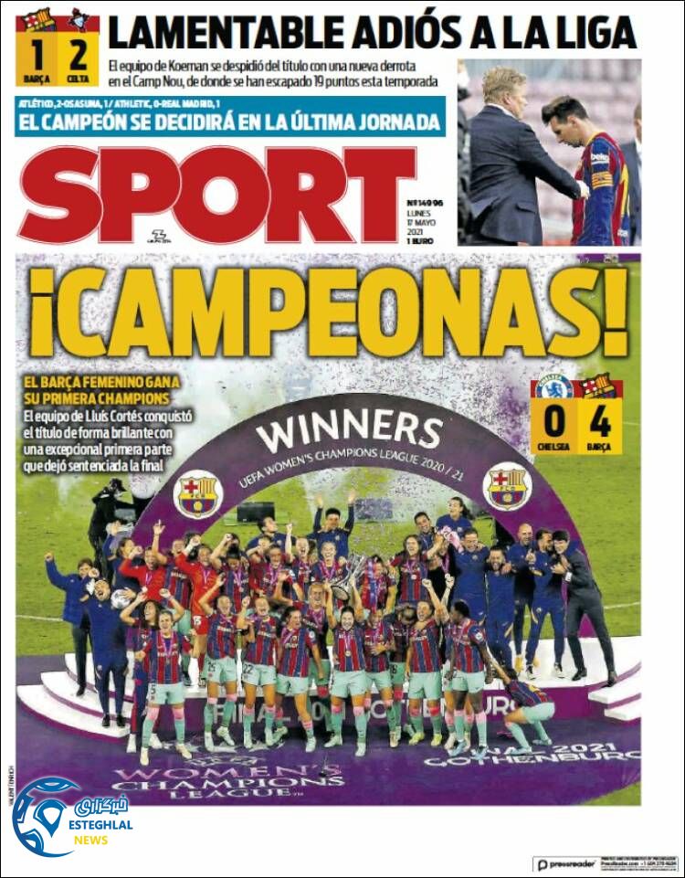 روزنامه ورزشی اسپورت دوشنبه 27 اردیبهشت 1400