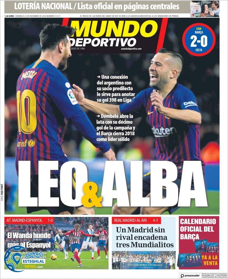 روزنامه ورزشی موندو دپورتیوو یکشنبه 2 دی 1397