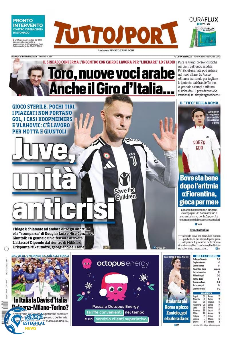 روزنامه  ورزشی توتو اسپورت سه شنبه 13 آذر 1403 