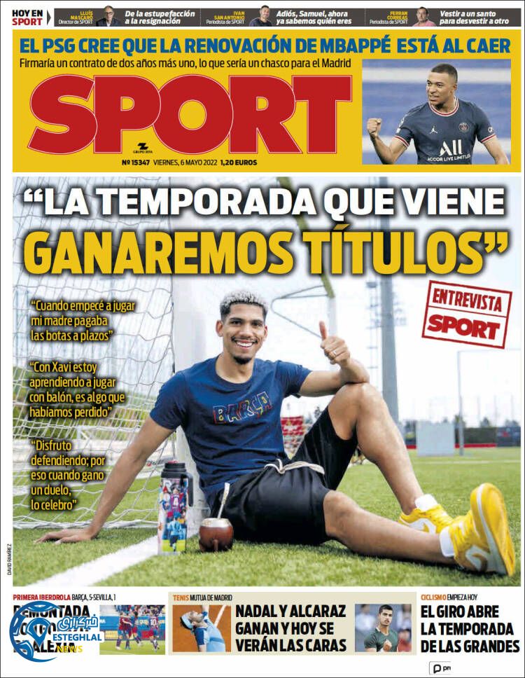 روزنامه ورزشی اسپورت جمعه 16 اردیبهشت 1401