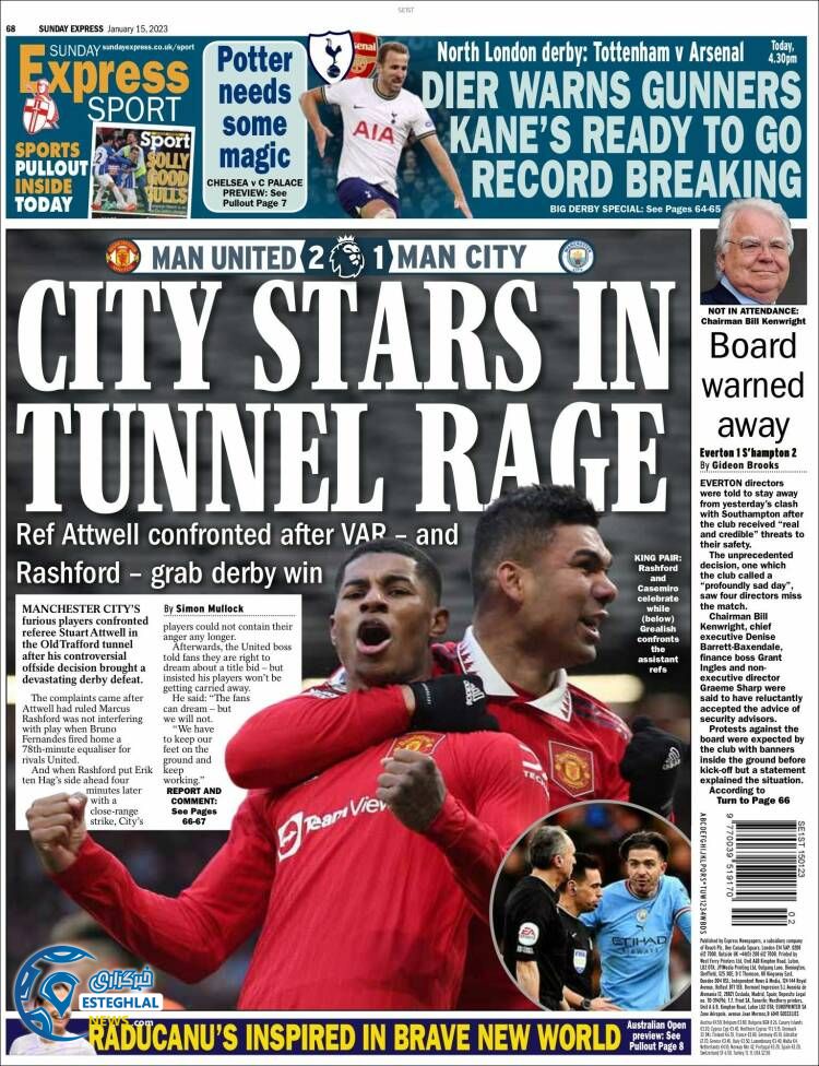 روزنامه ورزشی اکسپرس اسپورت یکشنبه 25 دی 1401 