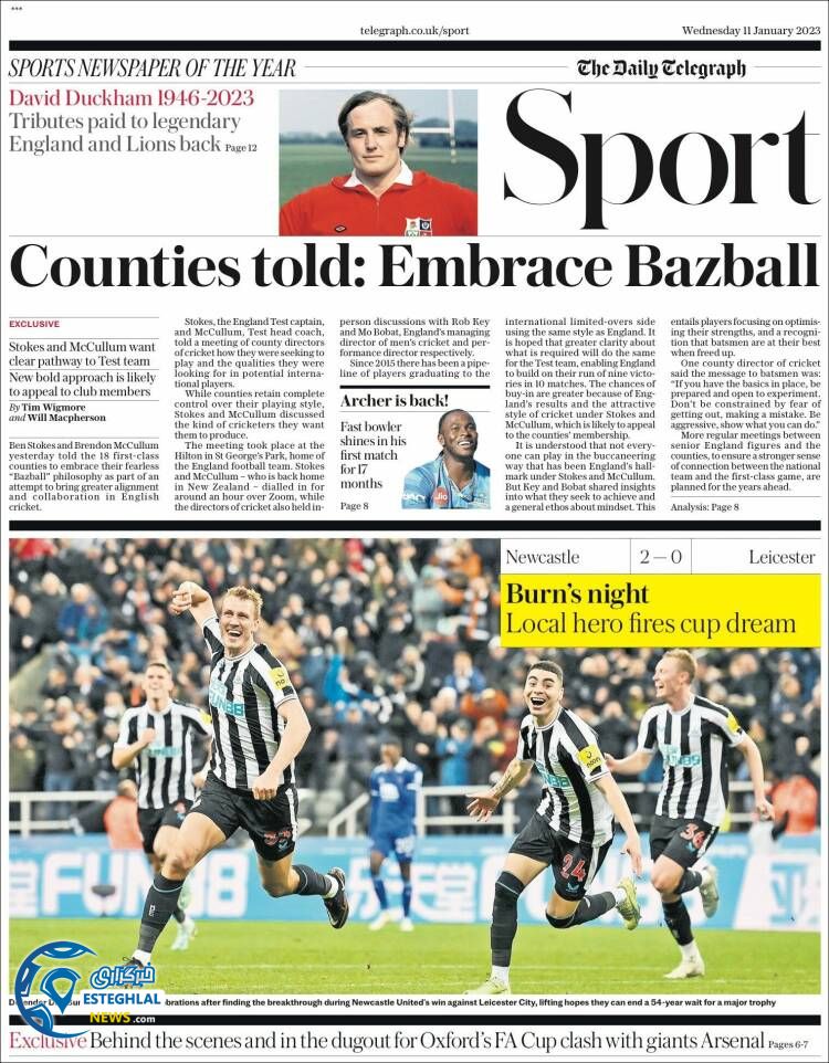 روزنامه ورزشی تلگراف اسپورت چهارشنبه 21 دی 1401 