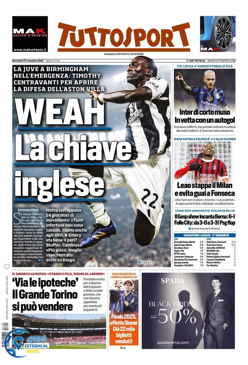 روزنامه  ورزشی توتو اسپورت چهارشنبه 7 آذر 1403 