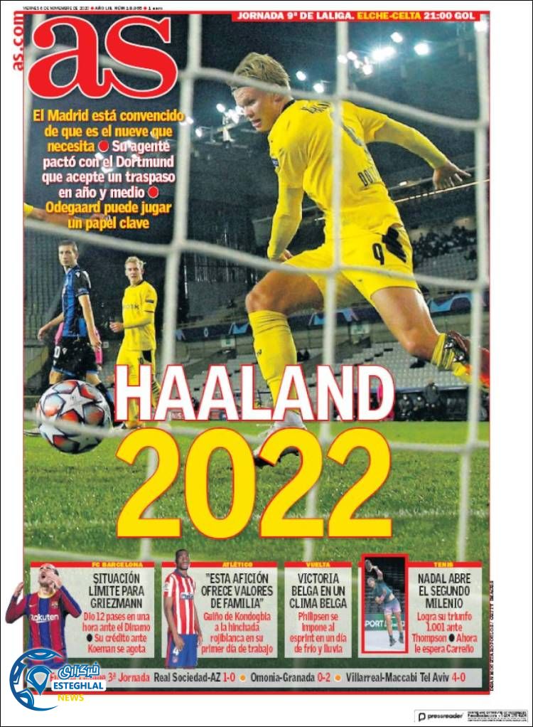 روزنامه ورزشی آاس جمعه 16 آبان 1399