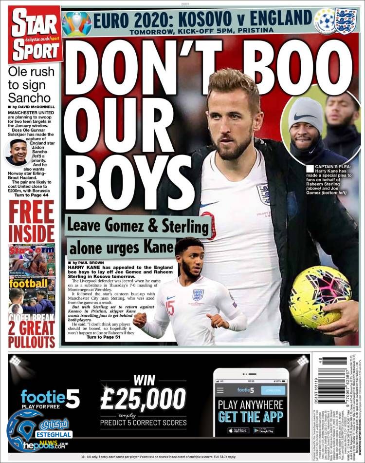 روزنامه ورزشی استار اسپورت شنبه 25 آبان 1398