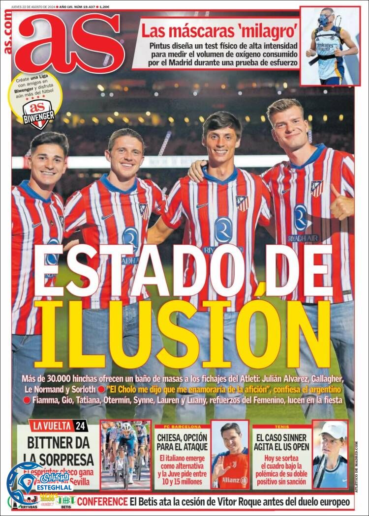 روزنامه ورزشی آ اس پنجشنبه 1 شهریور 1403 