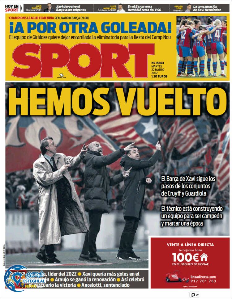 روزنامه ورزشی اسپورت سه شنبه 2 فروردین 1401