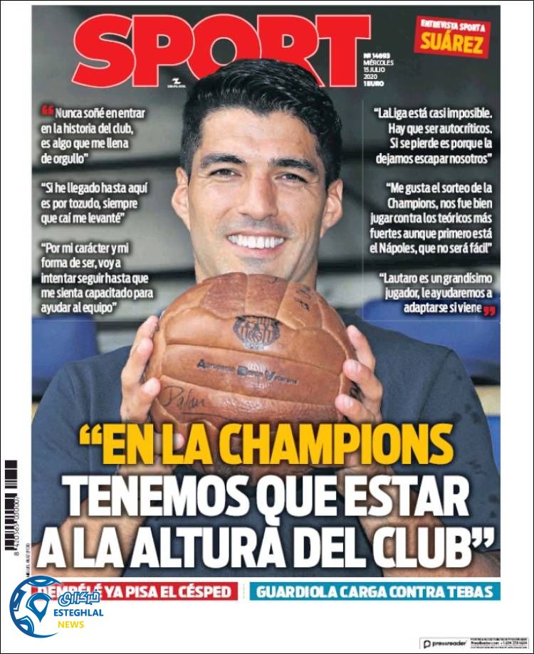 روزنامه ورزشی اسپورت چهارشنبه 25 تیر 1399