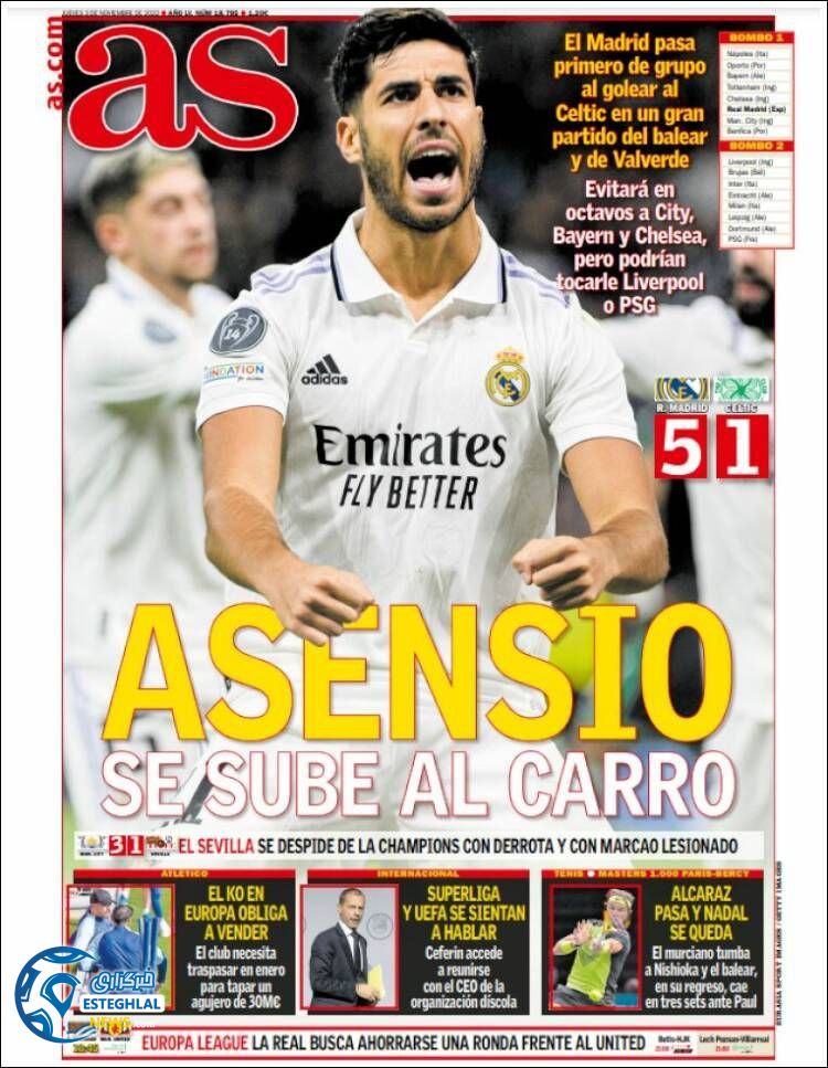 روزنامه ورزشی آ اس پنچشنبه 12 آبان 1401