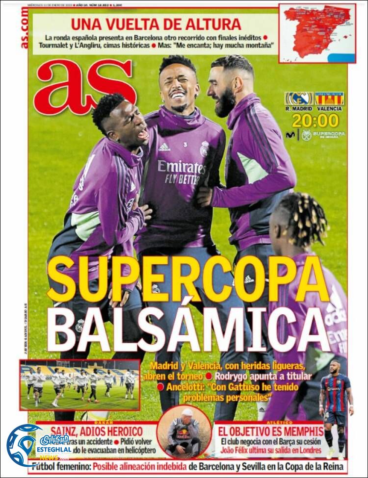 روزنامه ورزشی آ اس چهارشنبه 21 دی 1401 