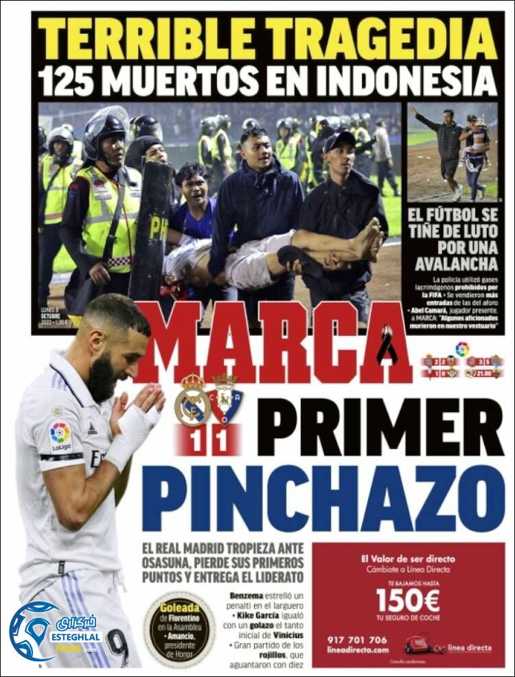 روزنامه ورزشی مارکا دوشنبه 11 مهر 1401 