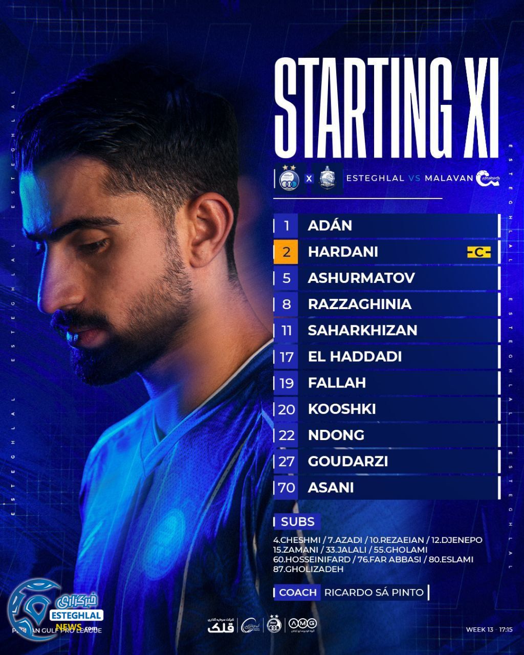 ترکیب استقلال مقابل ملوان بندر انزلی