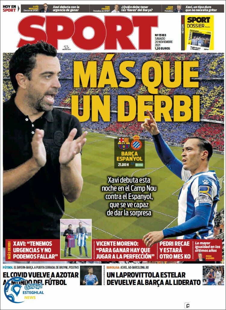 روزنامه ورزشی اسپورت شنبه 29 آبان 1400