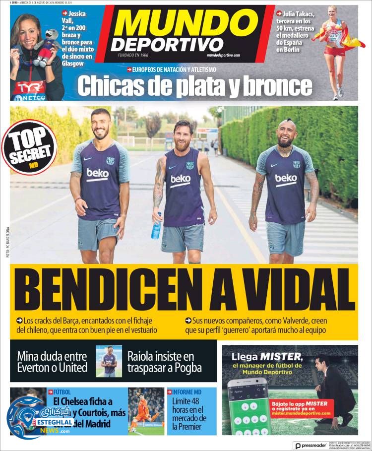 روزنامه ورزشی موندو دپورتیوو چهارشنبه 17 مرداد 1397