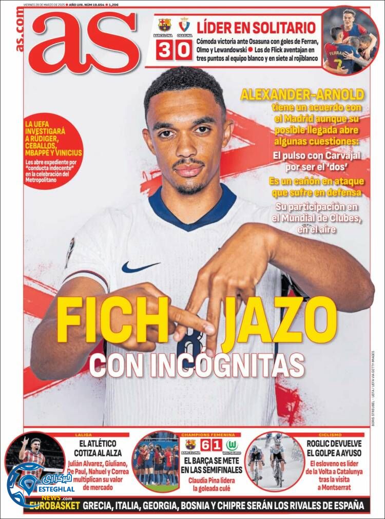 روزنامه  ورزشی آ اس جمعه 8 فروردین 1404 