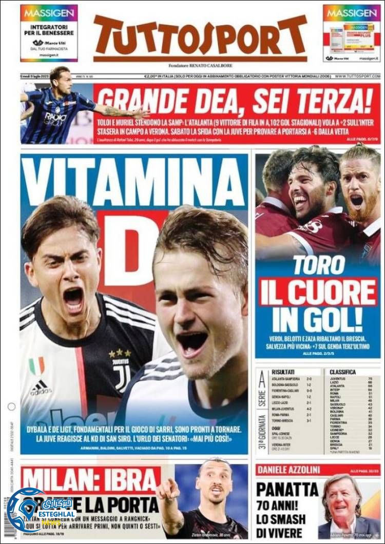 روزنامه ورزشی توتو اسپورت پنجشنبه 19 تیر 1399