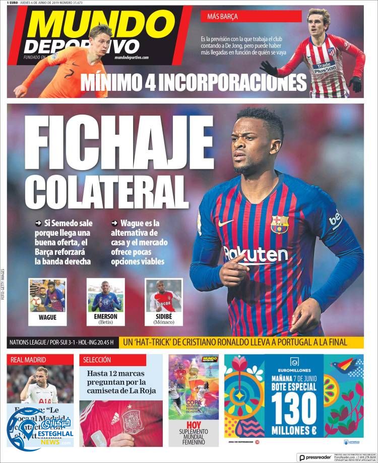 روزنامه ورزشی موندو دپورتیوو پنجشنبه 16 خرداد 1398