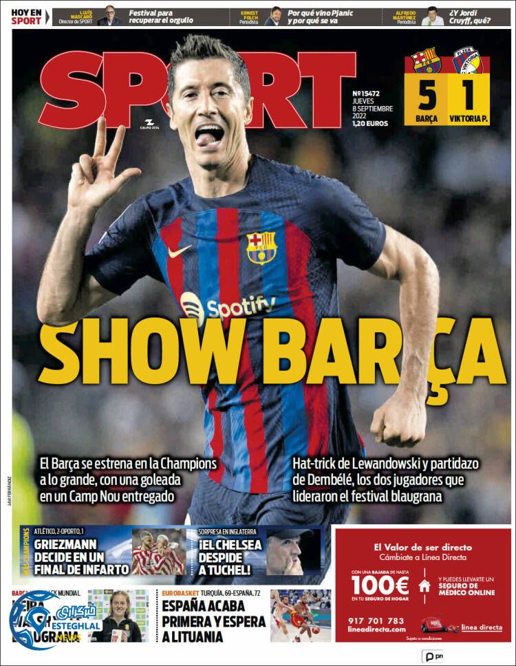 روزنامه ورزشی اسپورت پنجشنبه 17 شهریور 1401