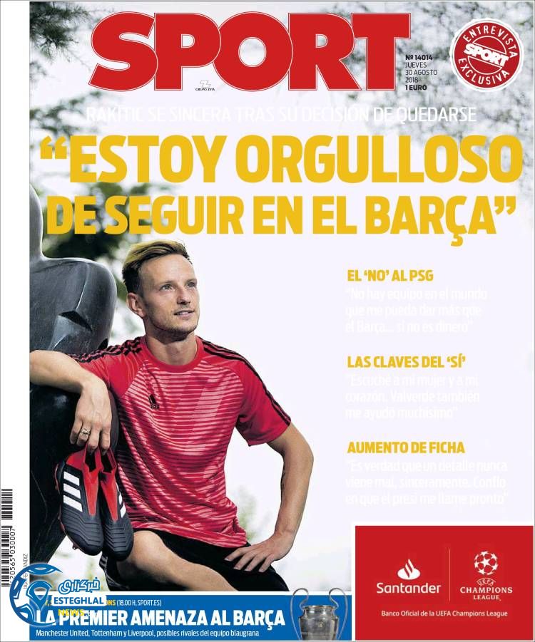 روزنامه ورزشی اسپورت پنجشنبه 8 شهریور 1397