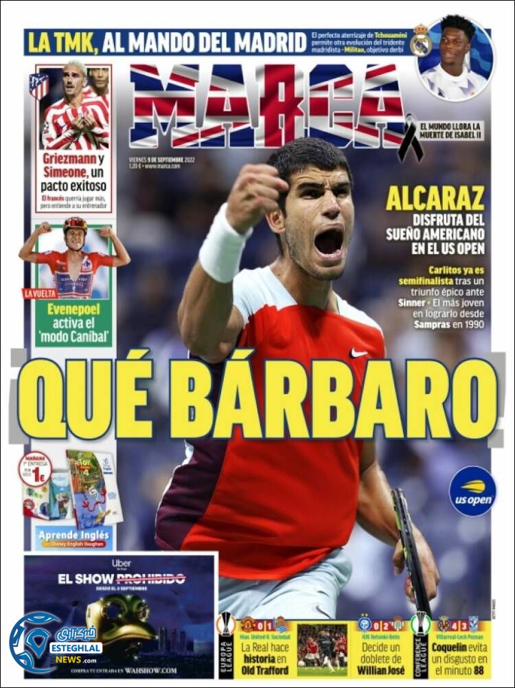 روزنامه  ورزشی مارکا جمعه 18 شهریور 1401 