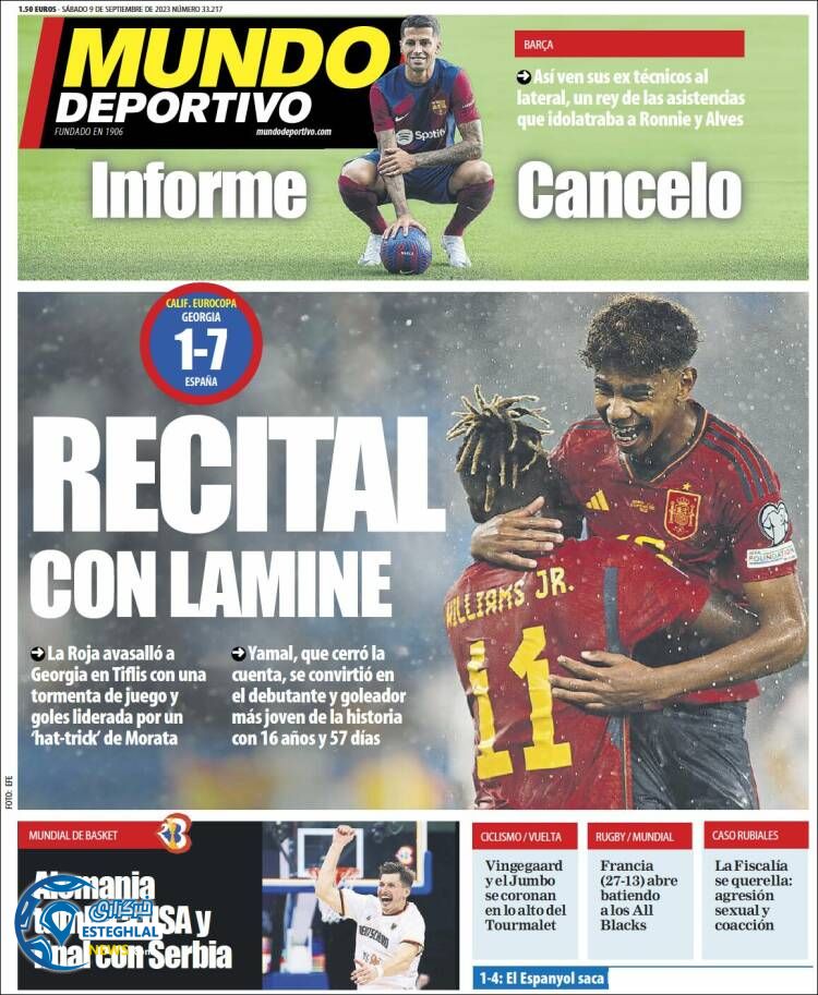 روزنامه ورزشی موندو دپورتیوو شنبه 18 شهریور 1402