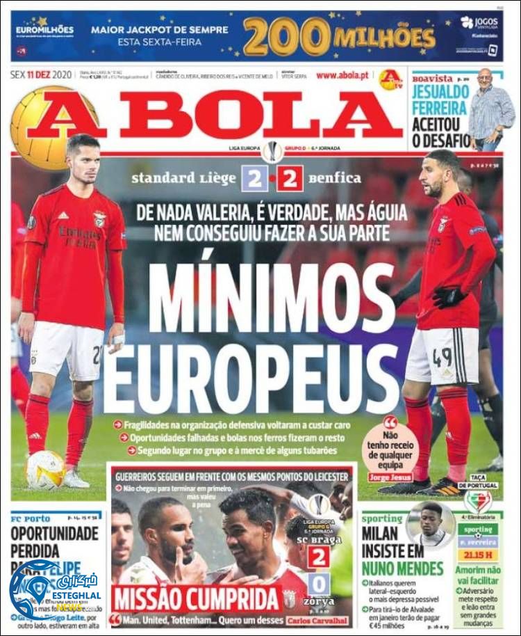 روزنامه ورزشی آبولا جمعه 21 آذر 1399