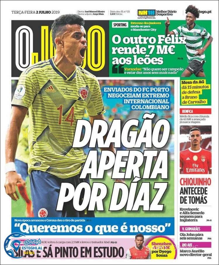 روزنامه ورزشی جوگو سه شنبه 11 تیر 1398