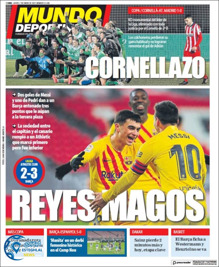 روزنامه ورزشی موندو دپورتیوو پنجشنبه 18 دی&nbsp;1399