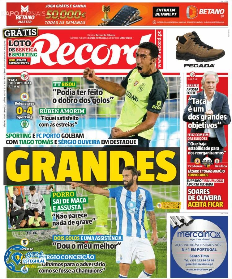 روزنامه ورزشی رکورد شنبه 24 مهر 1400