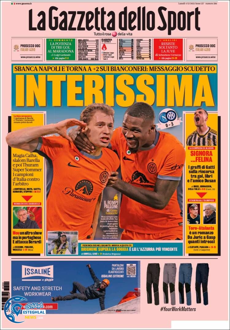 روزنامه ورزشی گاتزتا دلو اسپورت دوشنبه 13 آذر 1402 