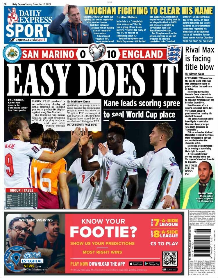 روزنامه ورزشی اکسپرس اسپورت سه شنبه 25 آبان 1400