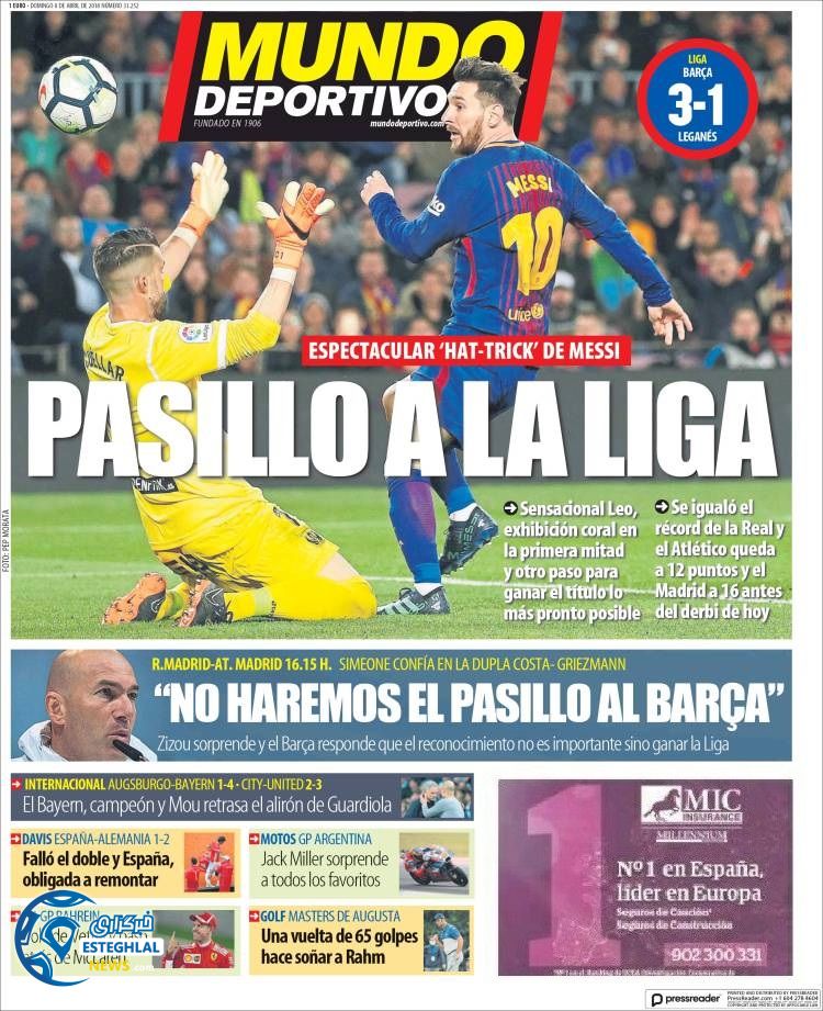 روزنامه ورزشی موندو دپورتیوو یکشنبه 19 فروردین 1397