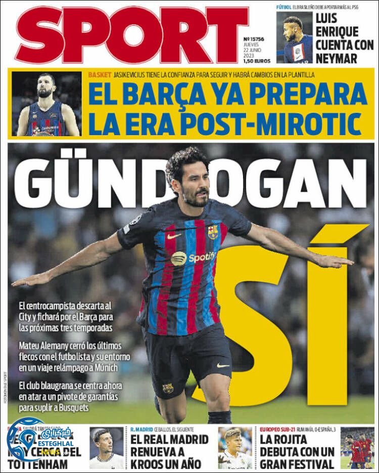 روزنامه  ورزشی اسپورت پنجشنبه 1 تیر 1402 