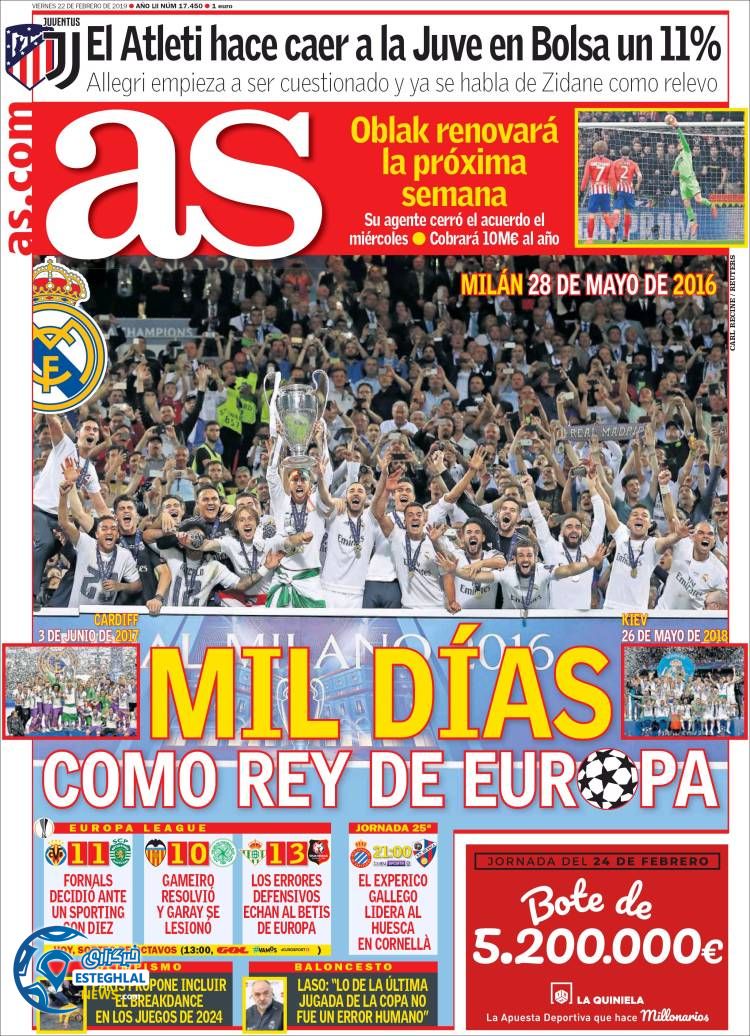 روزنامه ورزشی آ اس جمعه 3 اسفند 1397