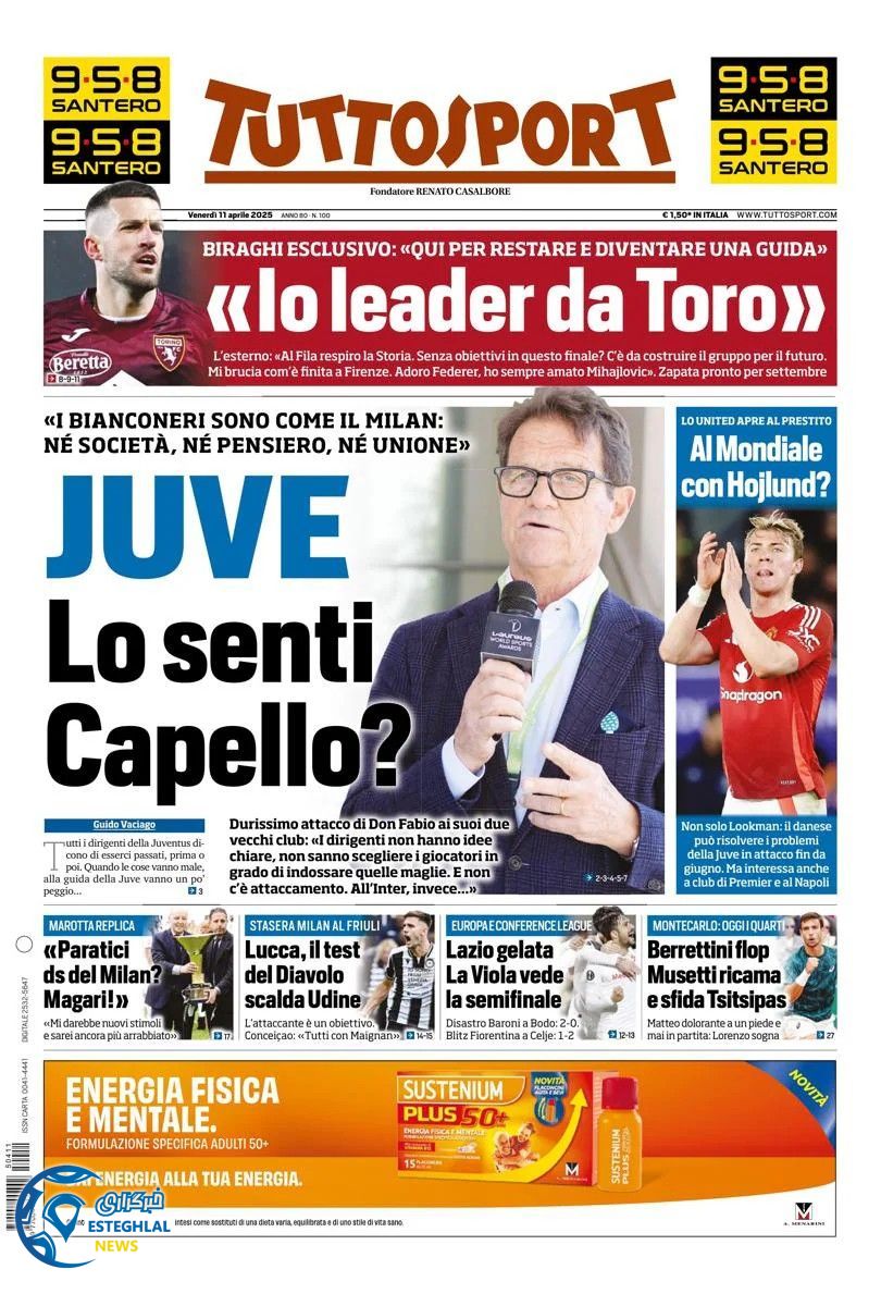 روزنامه ورزشی توتو اسپورت جمعه 22 فروردین 1404 