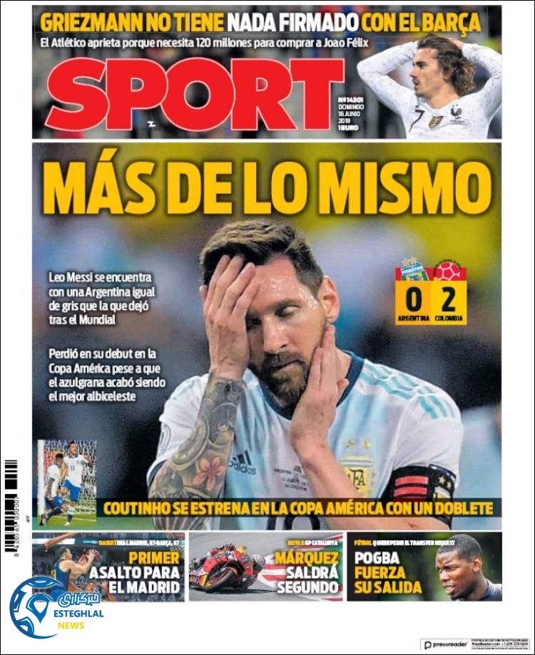 روزنامه ورزشی اسپورت یکشنبه 26 خرداد 1398