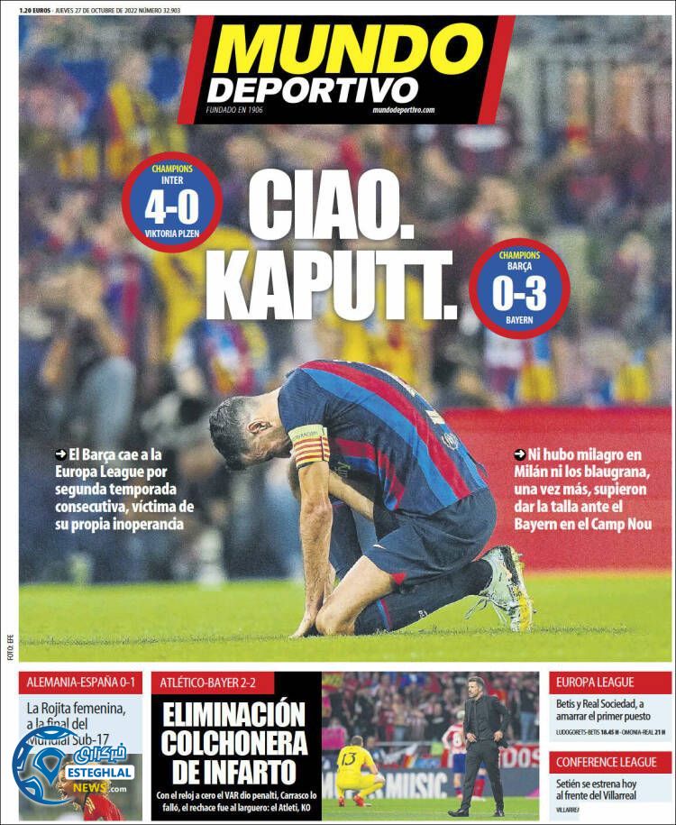 روزنامه ورزشی موندو دپورتیوو پنجشنبه 5 آبان 1401 