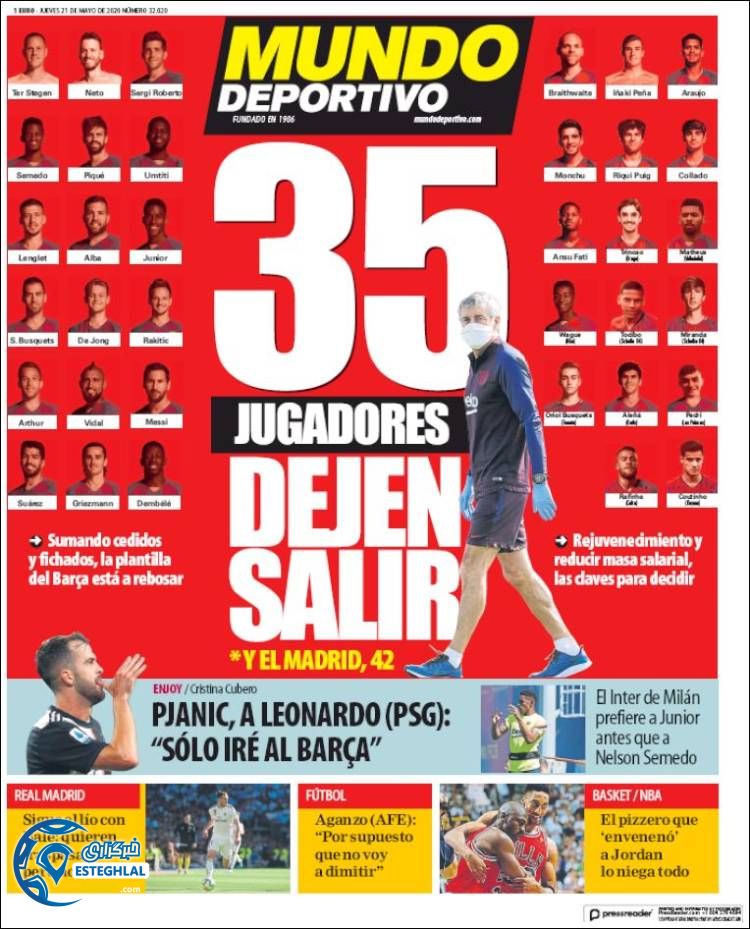 روزنامه ورزشی موندو دپورتیوو پنجشنبه 1 خرداد 1399