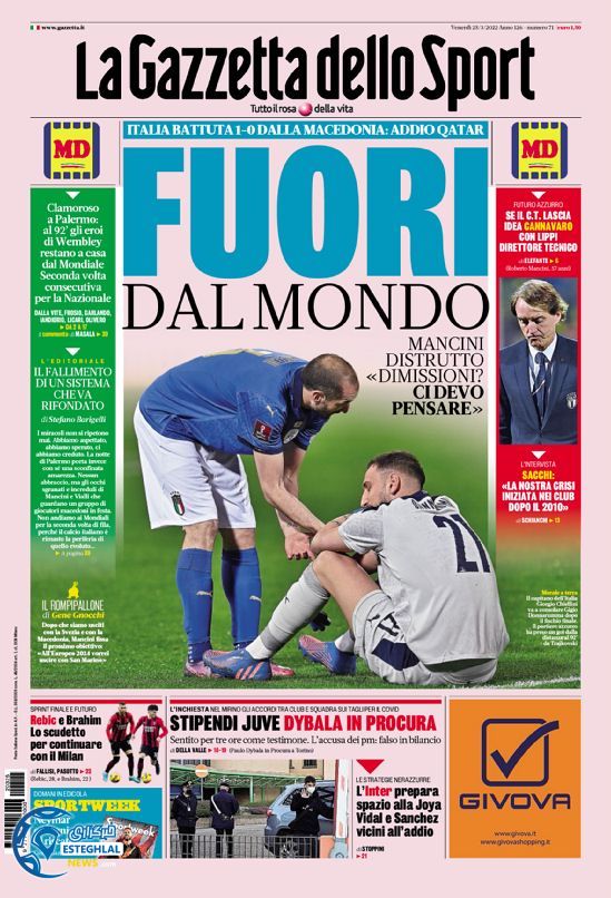 روزنامه ورزشی گاتزتا دلو اسپورت جمعه 5 فروردین 1401