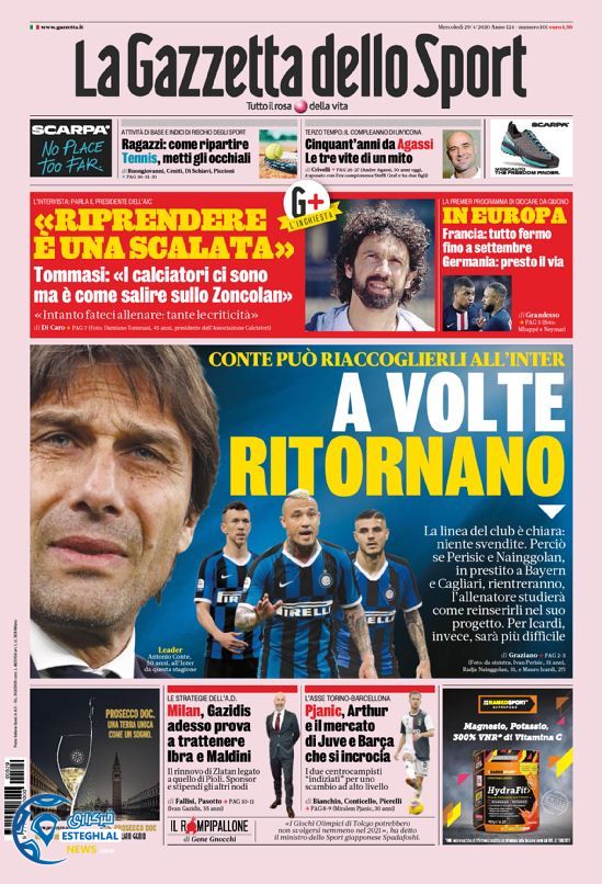 روزنامه ورزشی گاتزتا دلو اسپورت چهارشنبه 10 اردیبهشت 1399